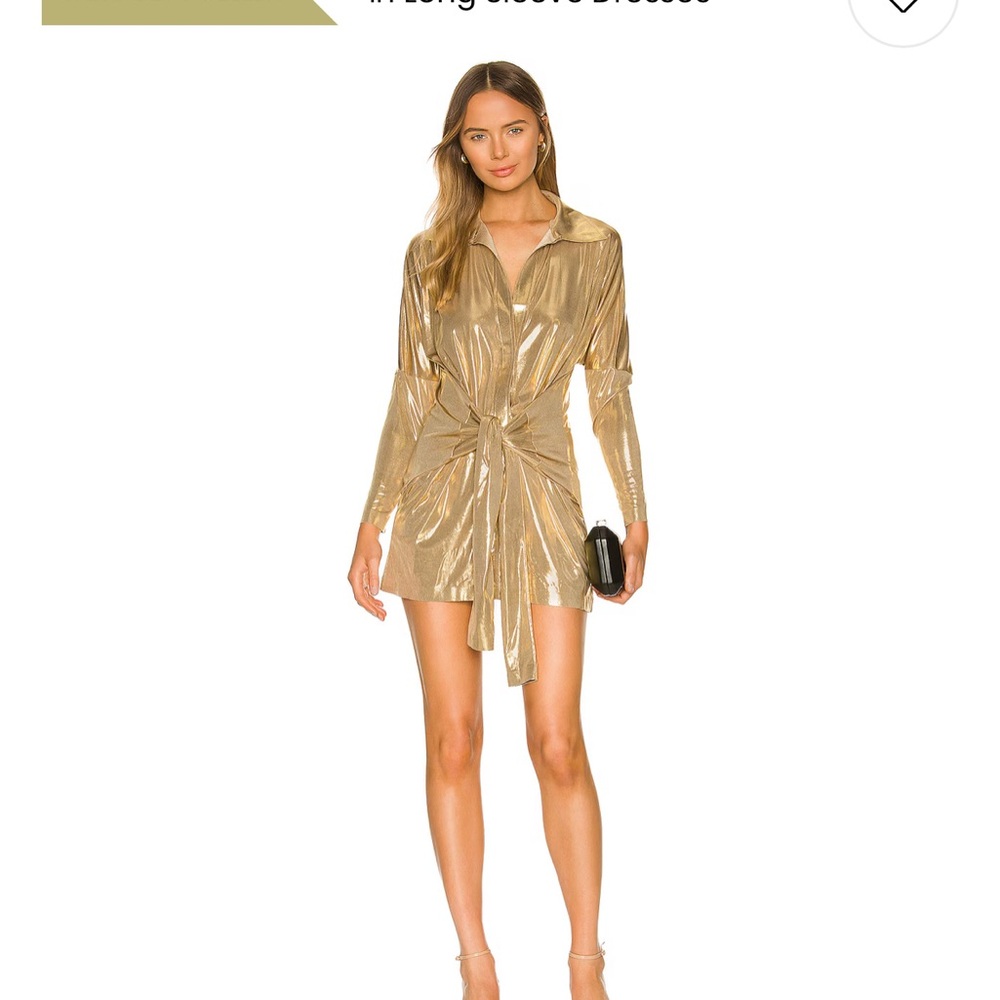 Norma Kamali Gold Ruched Wrap Dress